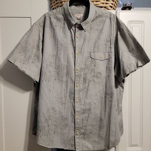 MERONA Men's Casual Hawaiian Shirt XXL Button Down Short Sleeve Palm Print Gray